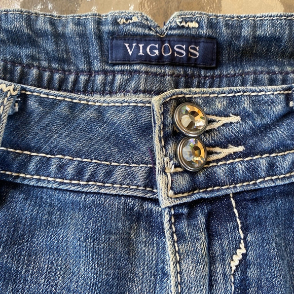 Y2K Trashy McBling Distressed Low Rise Bling Diamond Jeans Size 10 Embroidered - Picture 6 of 16